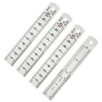 Uxcell 10cm/4" Metal Straight Ruler, 4Pcs Stainless Steel Ruler Etching Process Inch Millimeter Graduations for Measuring Engineer Construction