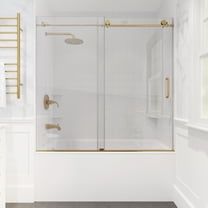 Raymore Series 60" W x 62" H Frameless Sliding Tub Door in Brushed Gold