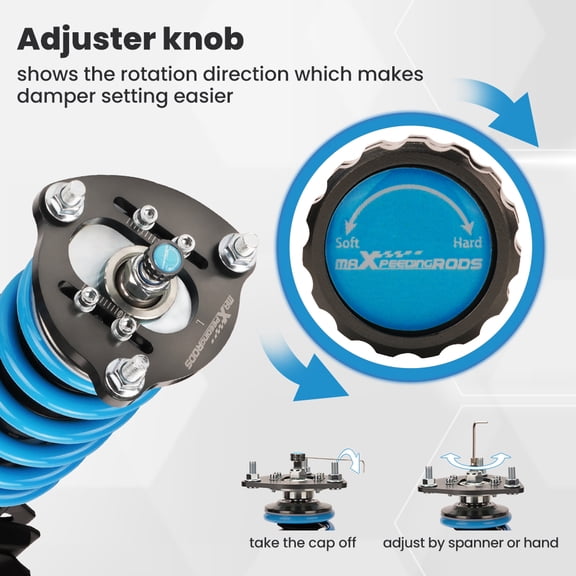 maXpeedingrods Coilovers for Honda Civic 2006-2011, for Acura CSX 2006-2011, 24 Levels Adjustable Damper Coilover Suspension Kit, Height Adjustable Shock Absorber Struts, Lowering Kit, Blue