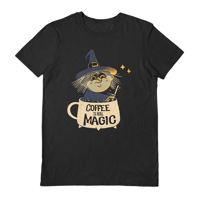 Pepe Rodriguez - Camiseta Coffee Is Real Magic para Adultos Unisex (Negro)