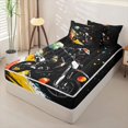 thumbnail image 2 of Erosebridal Cosmic Dirt Bike Pattern Zipper Twin Comforter Sets with Fitted Sheet and 2 Pillowcases,Galactic Planet Print Zipper Bedding Set,Black Orange Yellow,Black Reversible, 2 of 6
