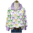 thumbnail image 2 of Craaazy Women's Striped Ruffle Collar Carnival Party Graphic Long Sleeve Mardi Gras Tops with Button Gifts, 2 of 4