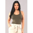 thumbnail image 2 of Rib Knit Racerback Fitted Tank Tops - Sage, 2 of 6