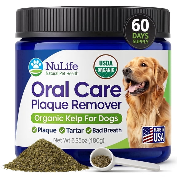 Dog Teeth Cleaning Powder, Plaque & Tartar Remover, USDA Organic Sea Kelp, 6oz