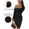 thumbnail image 5 of Women's Sexy Elegant  Long Sleeve Off Shoulder Ruched Party Mini Dress, 5 of 17