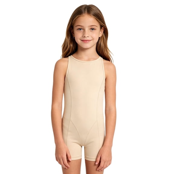 vastwit Girls Sleeveless Ballet Leotard Gymnastics Bodysuit One Piece Dance Jumpsuit Tumbling Biketards with Back Zip Nude 14