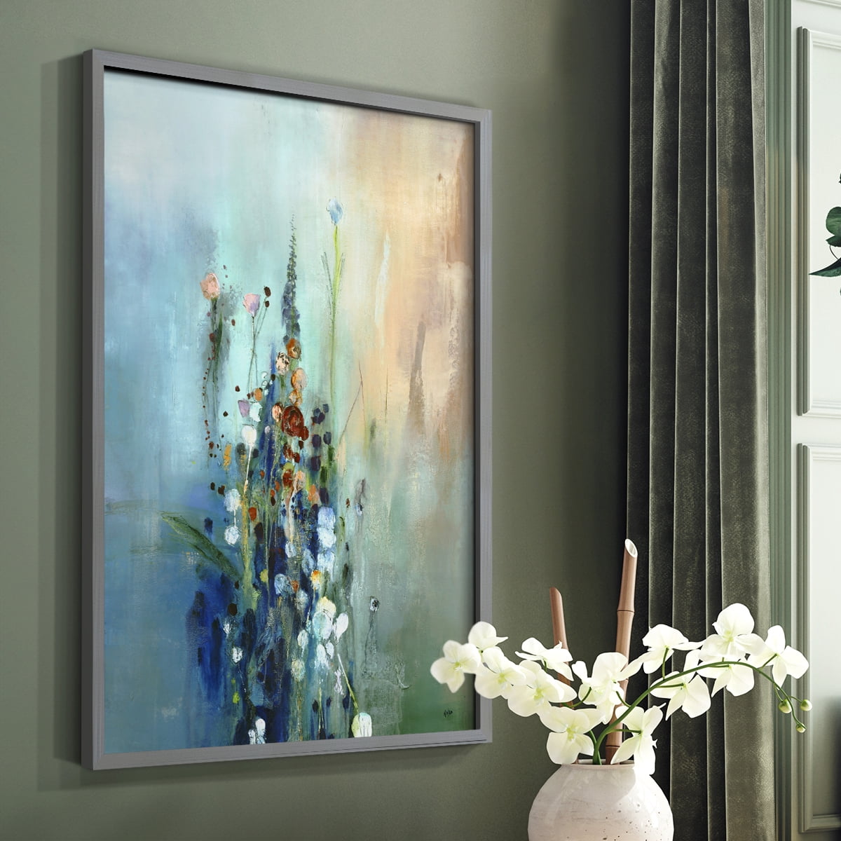 Current Air I Framed Print in Gray Solid Wood Framed Print No Nail Hanging