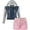 Pink, variant on FashionMille Women Trucker Fleece Sleeve Denim Jacket With Raw Hem Ribbed Denim Shorts