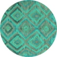 thumbnail image 1 of Ahgly Company Indoor Round Southwestern Turquoise Blue Country Area Rugs, 6' Round, 1 of 4
