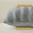 thumbnail image 4 of XeGe Set of 2 Fluffy Faux Rabbit Fur Pillowcases, Cozy Luxury Striped Plush Fuzzy Zippered Pillow Cases, Decorative Shaggy Furry Ribbed Long Pillow Shams Bedroom Living Room 20x36, King, Light Grey, 4 of 7