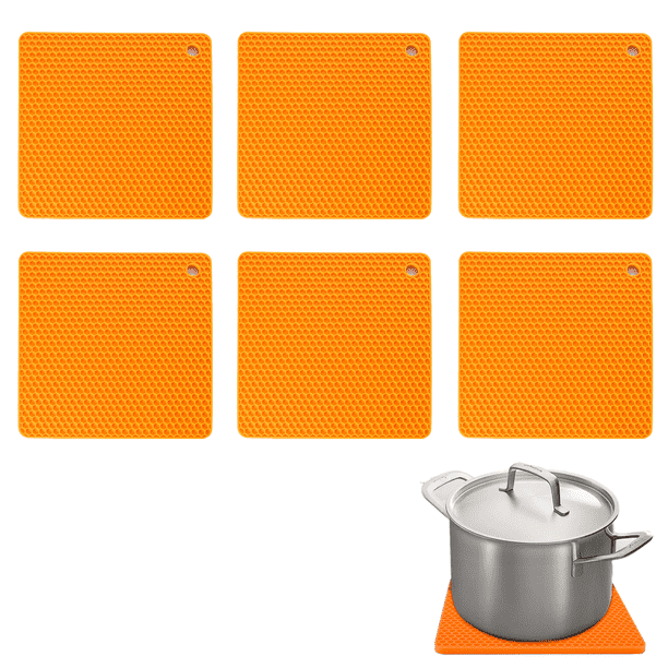 Paquete de 6 salvamanteles de silicona para ollas y sartenes calientes, almohadilla caliente de silicona multiusos antideslizante y resistente al calor