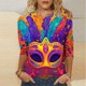thumbnail image 1 of Tejiojio 3/4 Length Sleeve Women Tops Carnival Crew Neck Dressy Loose Fit Blouses Casual Summer T Shirts, 1 of 5