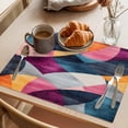thumbnail image 3 of Colorful Abstract Placemats Set of 6 Modern Geometric Vintage Place Mats Indoor Wipeable Table Mats Washable Cloth Dining Table Placemats for Kitchen Holiday Party Home Decor 13x19 Inch, 3 of 9