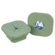 Austin Baby Co Silicone Collapsible Snack Bowl for Toddler and Kids – Reusable Snack Container with Two Specialized Lids – BPA free, Dishwasher Safe and Leakproof for Babies (Camper Sage Green)