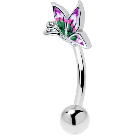 Body Candy 16 Gauge 5/16 Profile Butterfly Curved Eyebrow Ring Stainless Steel for Women