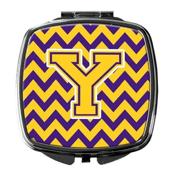 Letter Y Chevron Purple and Gold Compact Mirror CJ1041-YSCM