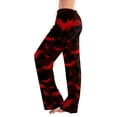 thumbnail image 2 of Halloween Pajamas for Women Drawstring Stretch Lounge Pants Soft Comfy Sleep Bottoms Cute Loose Palazzo Pj Pants Red S, 2 of 7