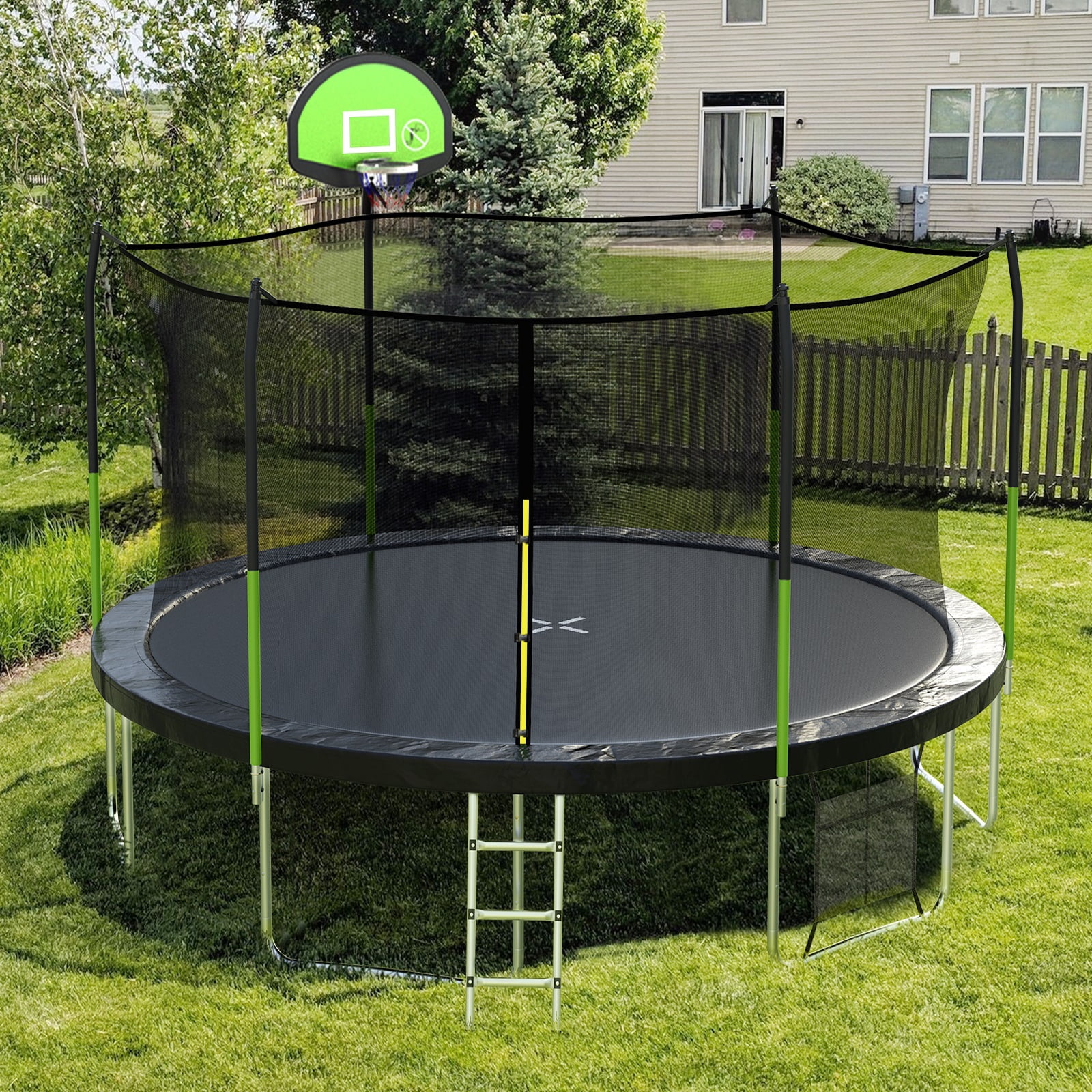 12.4 Feet Weatherproof Jumping Mat for 14 Feet Trampoline with 72 Rings 7  Inch Springs - Costway