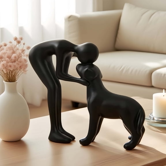 Plastic Dog and Human Interaction Figurine Home Decor