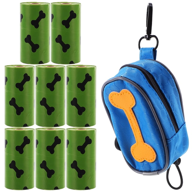 Miangastore Distributeur Portable de Sacs pour Excréments de Chien en Tissu Oxford, Sac à Fermeture Éclair pour Laisse avec 8 Rouleaux de Sacs Jetables pour Excréments de Chien