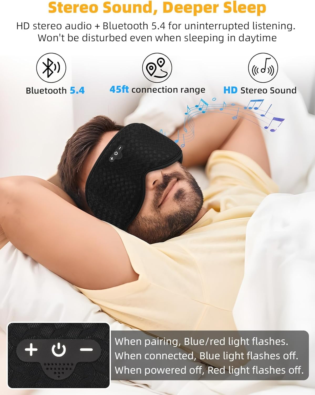 3D Wireless Sleep Mask with Adjustable Blackout Design for Ultimate Comfort and Relaxation