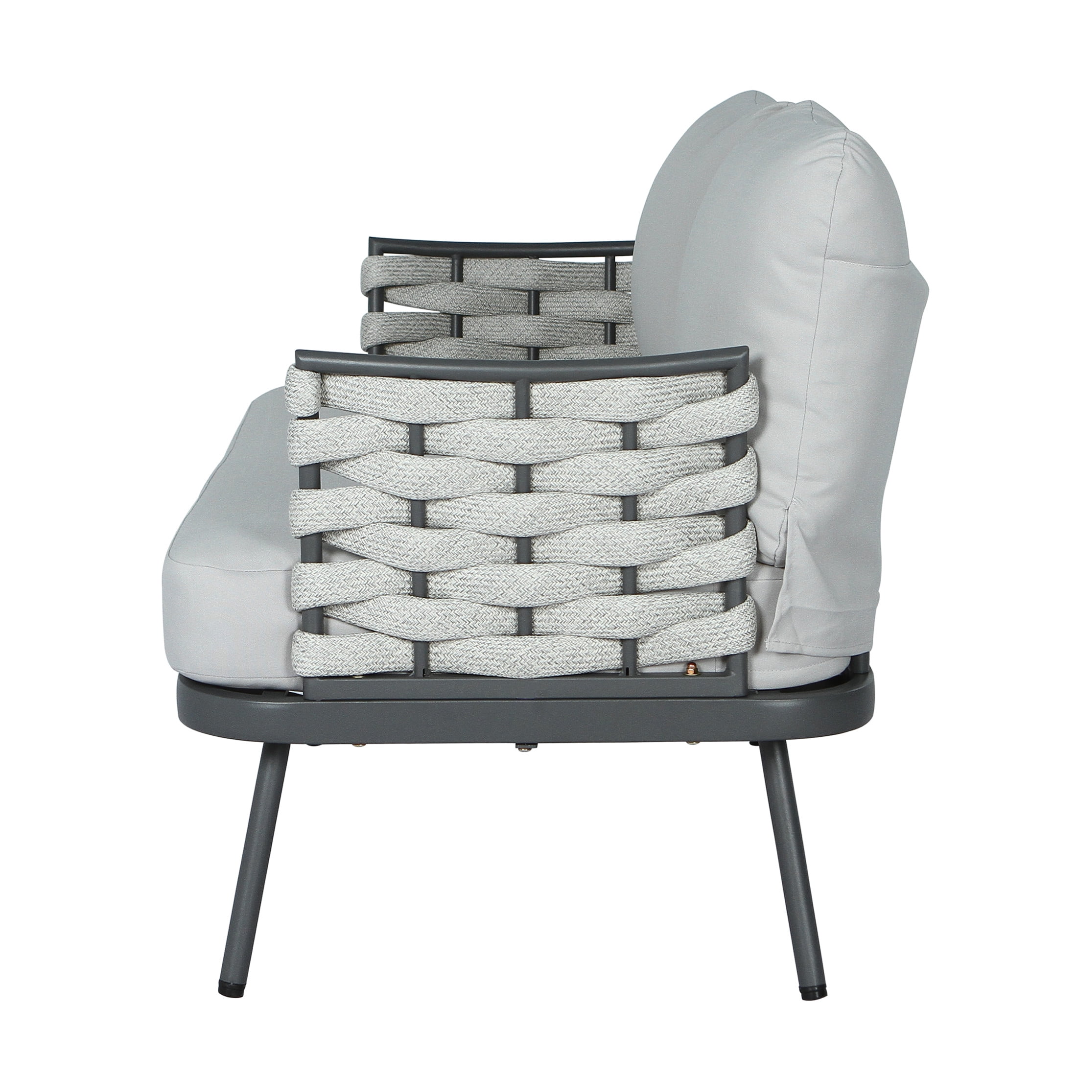 Christopher Knight Home 2-Piece Outdoor Furniture Set, Woven Rope Loveseat with Coffee Table, Dark Grey+Light Grey