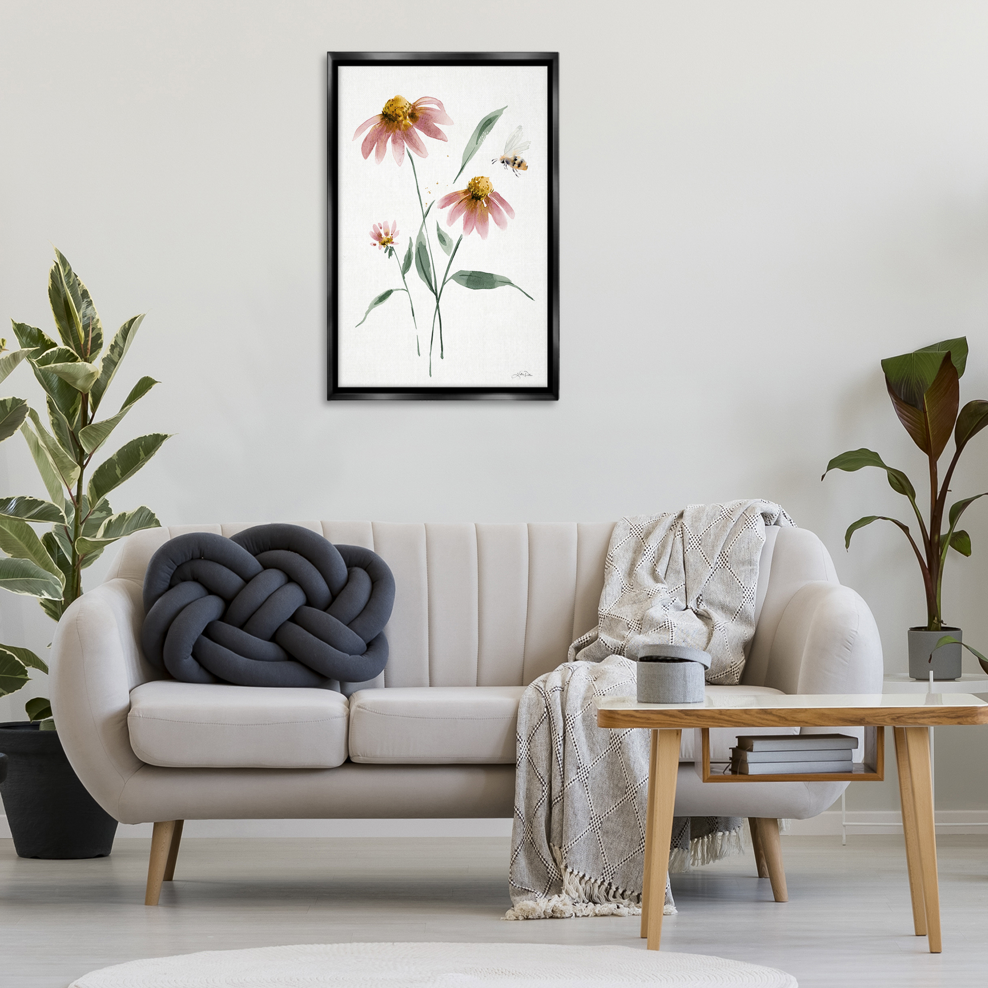 Stupell Industries Wild Honeybloom Florals Botanical & Floral Painting Black Floater Framed Art Print Wall Art, 21 x 31