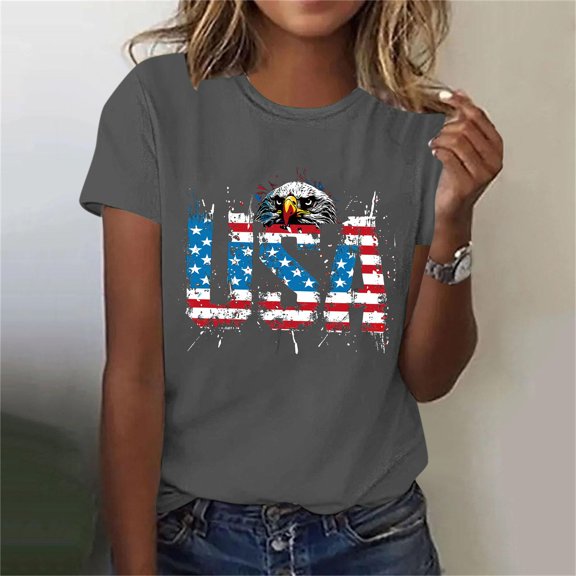 Patriotic Shirts for Women American Flag Shirt 4th of July Tshirt Graphic Tees Casual Short Sleeve Tee Top