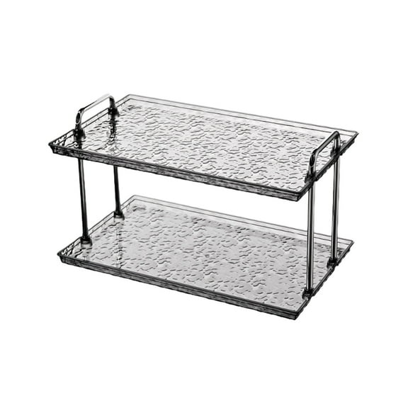 Bathroom Storage Organizer, Vanity Countertop Shelf, 2-Tier Cosmetic and Dresser Rack, Transparent Stackable Plastic Storage, Durable and Easy-to-Maintain Bathroom Shelf