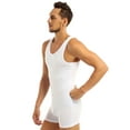thumbnail image 3 of Kaerm Mens Wrestling Singlet Leotard Bodysuit One Piece Vest Jumpsuit Romper Pajamas Nightwear White XL, 3 of 7