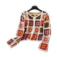 thumbnail image 2 of SIEYIO Women Autumn Long Sleeve Crochet Cardigan Ethnic Hollow Knit Colorful Geometric Pattern Button Down Sweater Coat for Jac, 2 of 19