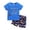 T01 Blue, variant on Toddler Baby Boy Outfits Short Sleeve Fishing Print Top with Drawstring Shorts Set for Outdoor Play 2 Piece