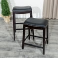 thumbnail image 3 of Cterwk 30" Bar Stool, Dark Brown Finish, Black Leather Seat, 3 of 7