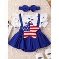 thumbnail image 3 of Raccmtaty Baby Girls Fourth of July Outfits Short Sleeve Star Romper + Headband Set Newborn Clothes, 3 of 7