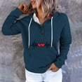 thumbnail image 2 of Jinhomg Women's Fall Sweatshirt Cute Heart Print Drawstring Hoodies Casual Comfy Thin Fleece Button Up Pullover Tops with Kangaroo Pocket Sales Today Clearance Women Navy XL, 2 of 8