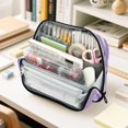 thumbnail image 6 of Standing Pencil Case with Base Large Capacity Stationery Pouch Pen Bag with Zipper for Women Men Purple and White Field Of Wildflower, 6 of 7
