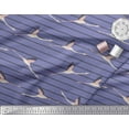 thumbnail image 2 of Soimoi Purple Velvet Fabric Flying Flamingo & Stripe Print Fabric by the Yard 58 Inch Wide, 2 of 3