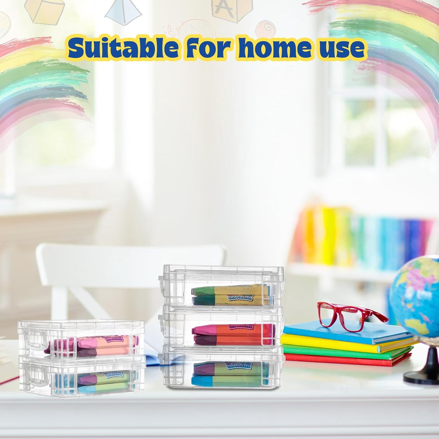 80 Pcs  Plastic Crayon Box Organizer Stackable Storage Container for School Art Supplies
