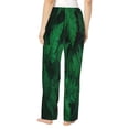 thumbnail image 3 of Uemuo Green Leave Fern Pattern Women's Wide Leg Palazzo Lounge Pants with Pockets Light Weight Loose Comfy Casual Pajama Pants-Small, 3 of 9