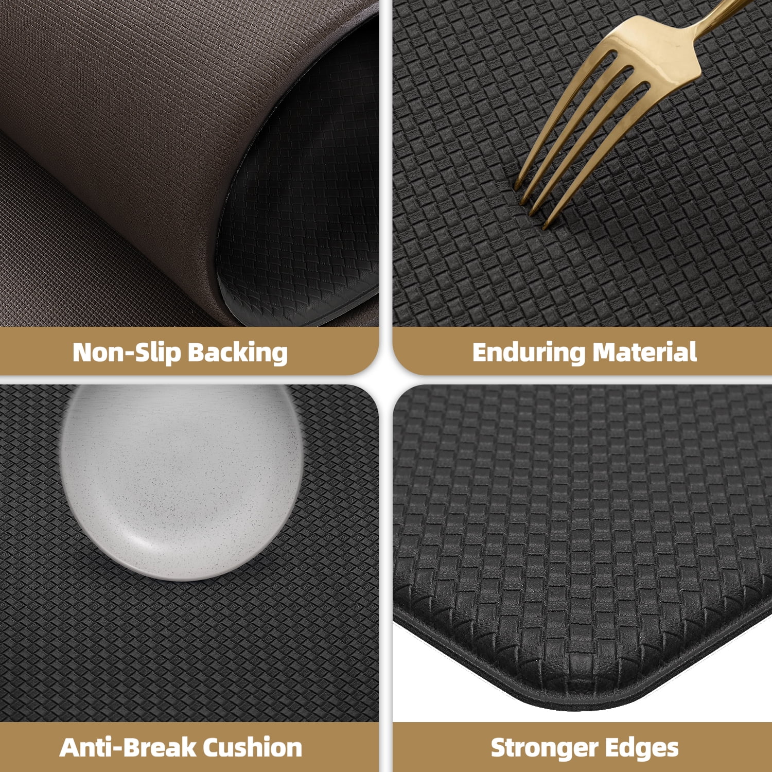 PABUBE Kitchen Rug and Mat Kitchen Mat Anti Fatigue, Non Slips Kitchen Floor Mat, Kitchen Rug or Mat Washable, 17"x 59", Black