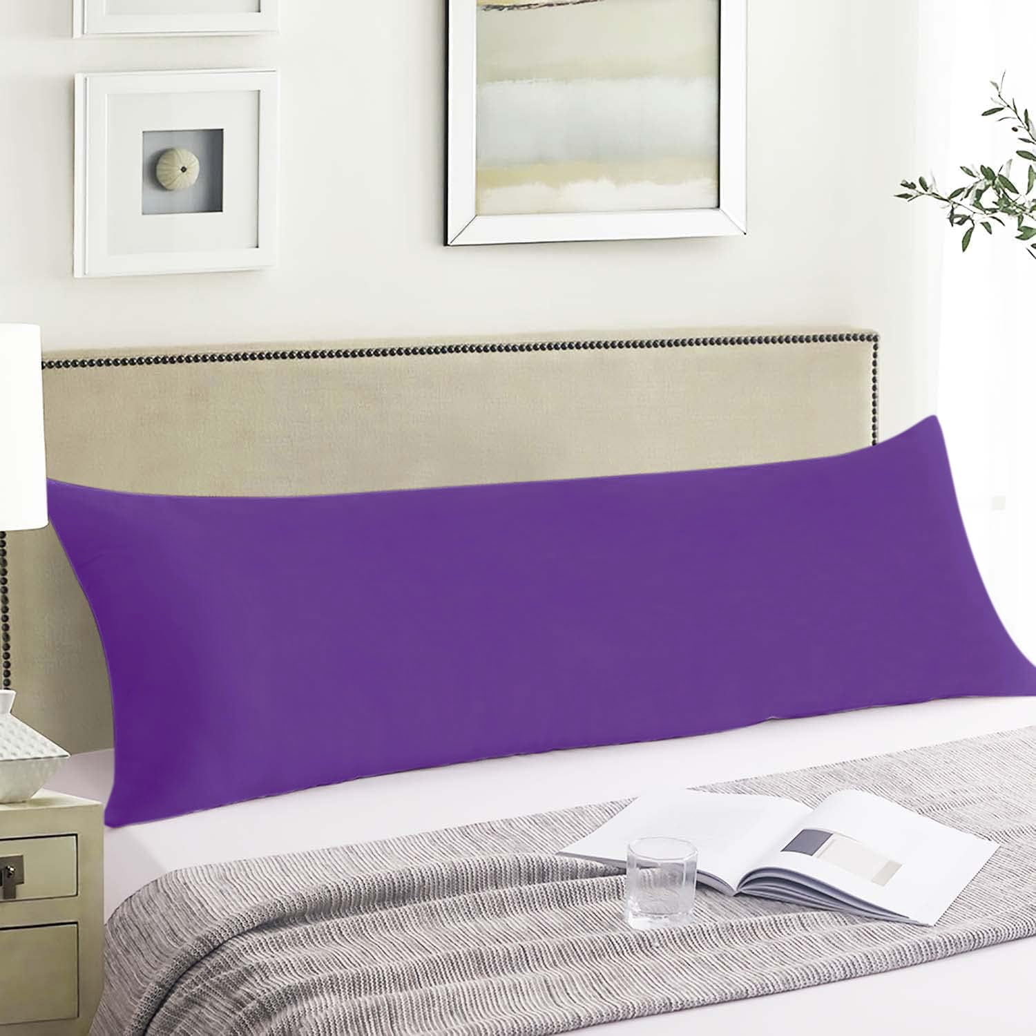 Cotton Body Pillow Insert Cooling Breathable Full Body Pillow for Side Sleepers Soft Long Bed Pillow for Adults 20 x 54 Inch Black
