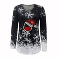 thumbnail image 4 of ICHUANYI Women's Christmas Shirts Fashion Casual Snowflake Print Pullover V Neck Stitching Long Sleeve Top Promotion, 4 of 5