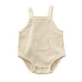 thumbnail image 2 of Hvobtty Toddler Thin Sleeveless Rompers, Toddler Summer Rompers, Kids Practice Crawling Suit Solid Color Pocket Jumpsuit Overalls Rompers Beige 6-9 Months, 2 of 4