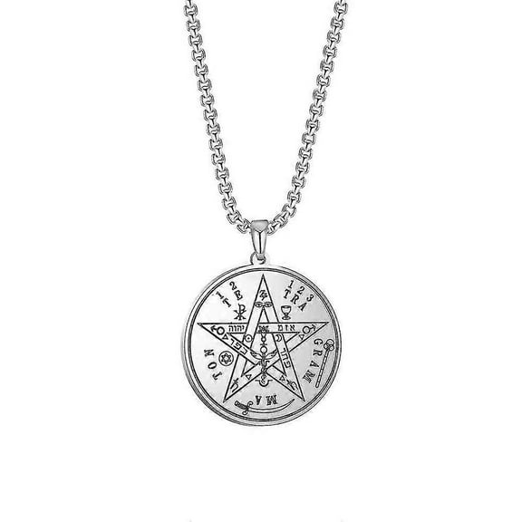 My Shape Tetragrammaton Pentagram Stainless Steel Pendant Necklace For Men Wiccan Pagen Pentacle Vintage Jewelry Amulet Talisman