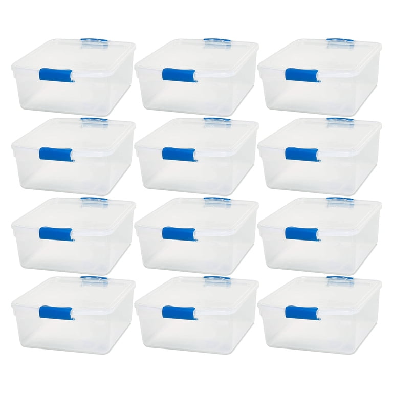 Homz 15.5 Quart Clear Plastic Stackable Storage Bins with Lids and