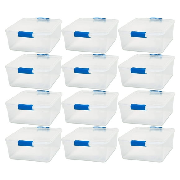 HOMZ 15.5-Quart Plastic Storage Bins with Latching Lids, 12 Pack
