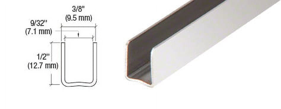 CRL SAC14PS98 Polished Stainless 1/4" Radiused Back U-Channel - 98" Stock Length