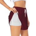 thumbnail image 1 of Balery Maroon Pantalones cortos deportivos para mujer con forro y dos bolsillos, elásticos, para entrenamiento, gimnasio, yoga-Medium, 1 of 7