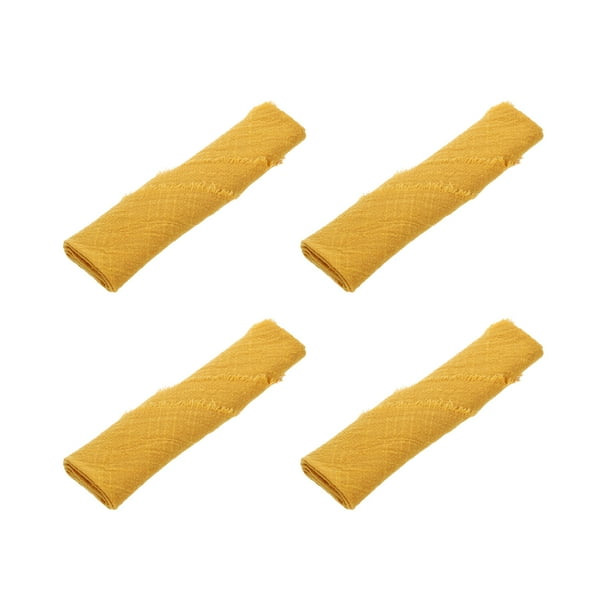 Servilletas de tela hechas a mano Uxcell, servilletas de lino con flecos, servilletas de cena rústicas en color amarillo