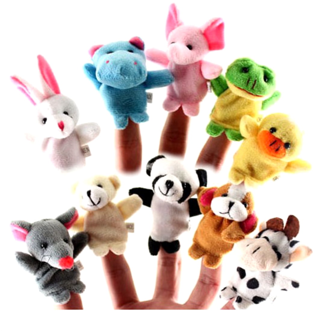 10Pcs Soft Plush Cute Animals Finger Puppet Set Children Story Telling